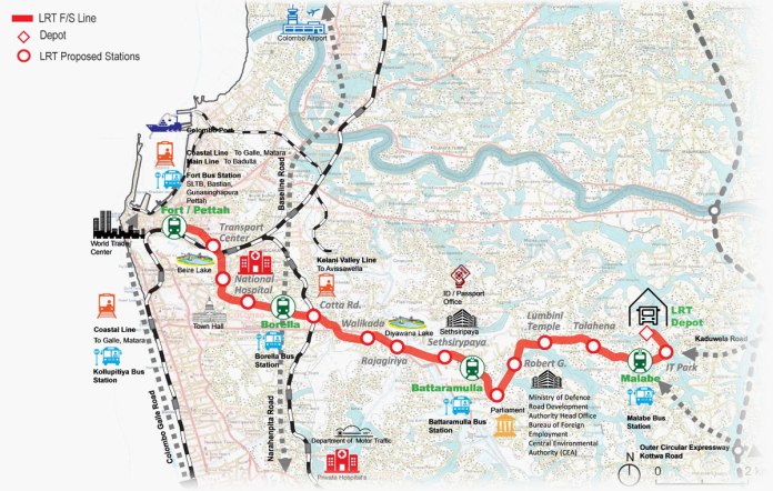 colombo light rail route map